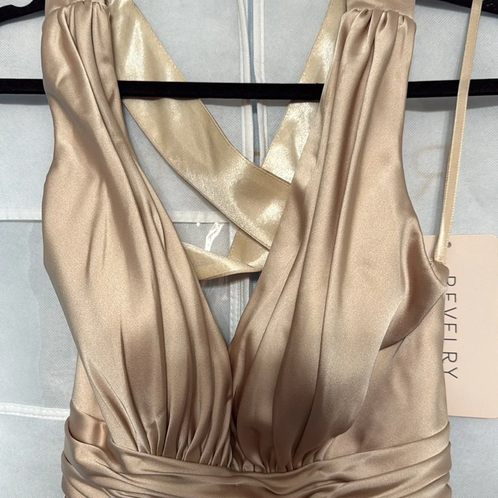 NWT Elegant Tan Maxi Dress - Picture 5 of 7